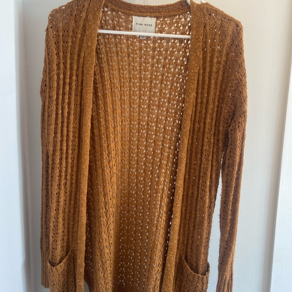 Pink rose cardigan. Size small. Orange color